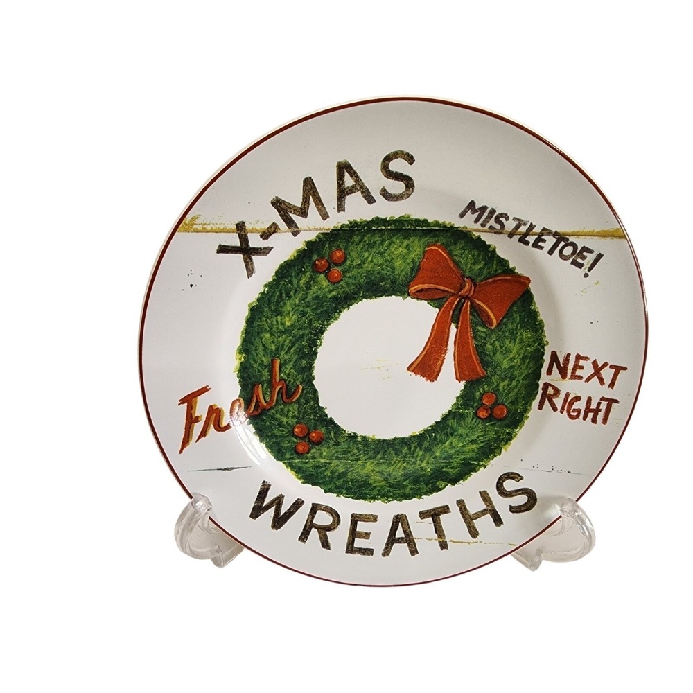 Sakura SIGNS OF CHRISTMAS Wreath Salad Dessert Plate David Carter Brown 8.25"
